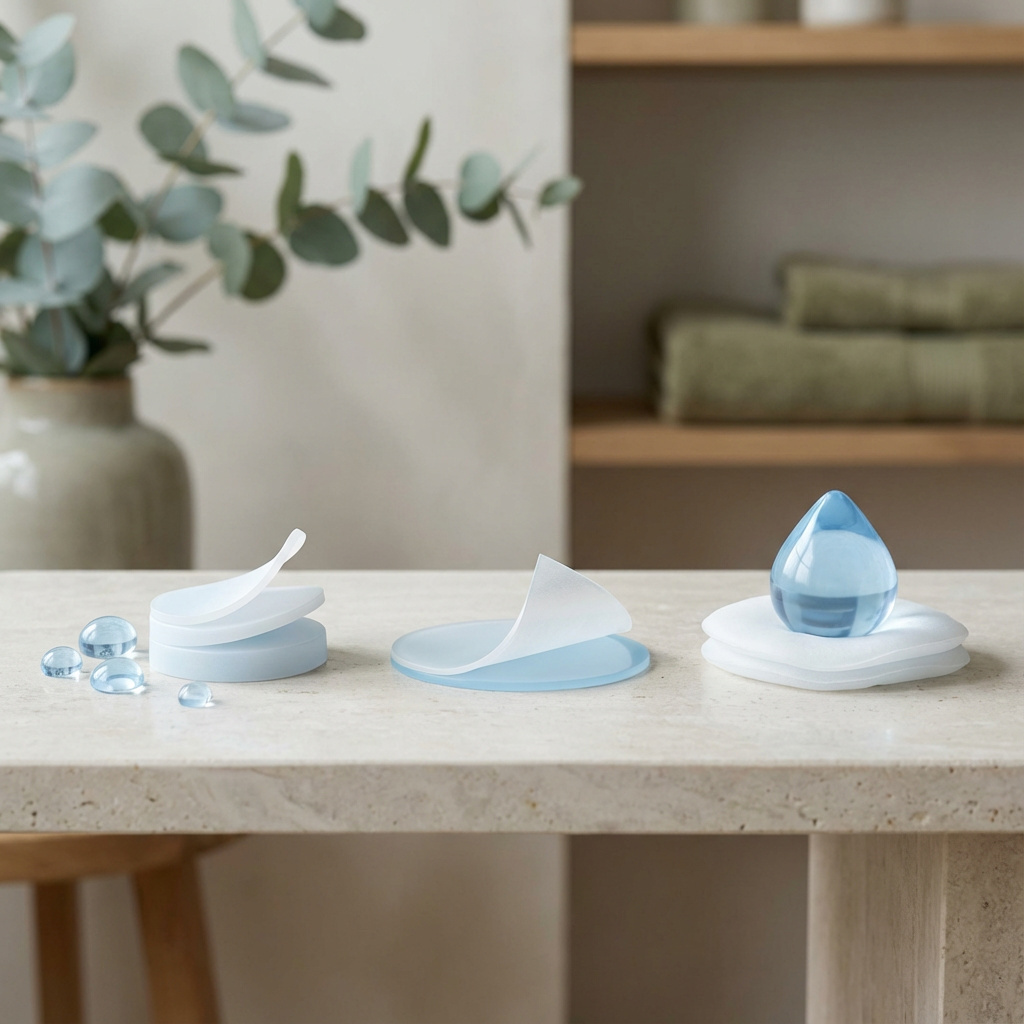 Grafische Darstellung der drei Phasen einer Aquafacial Behandlung: Reinigung, Peeling und Hydratation