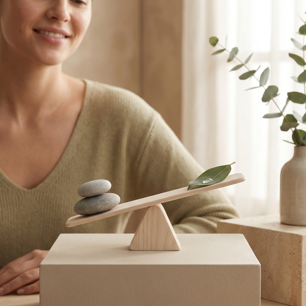 Symbolische Darstellung der Balance zwischen Natur und Pflege