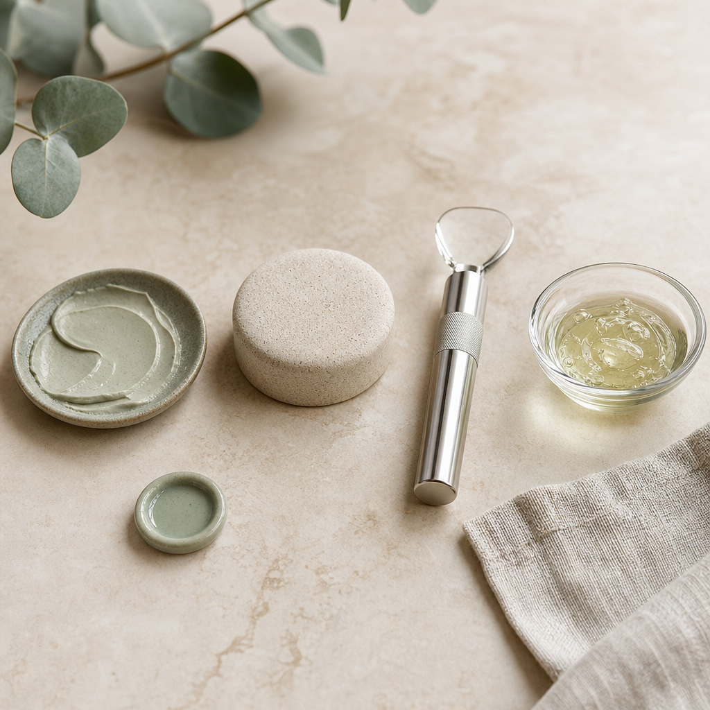Bildhafte Darstellung der Reihenfolge von Peeling, Regeneration und Glow-Behandlung ohne Text